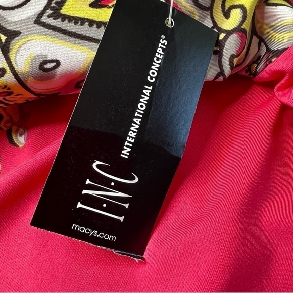 NWT INC Coral Pink Patterned Sleeveless Halter Dress With Rhinestones Size M - Picture 14 of 16